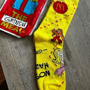 McDonald's Vibrant grinch Yellow Cartoon Socks